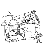 coloriage clifford joue dans la grange avec ses amis